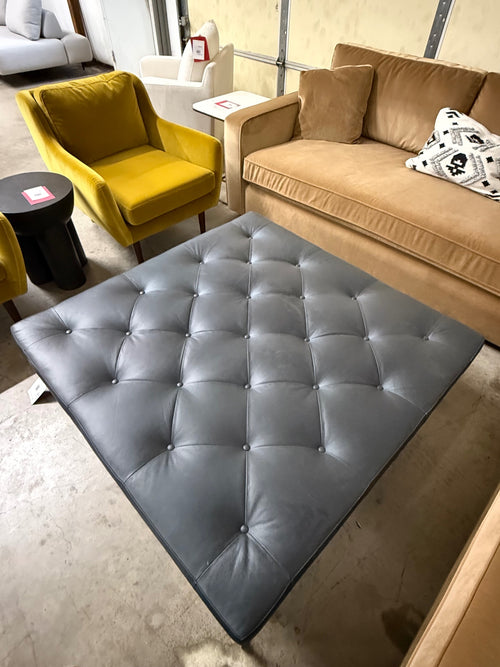 Tablet 47” Leather Square Ottoman - Charme Black