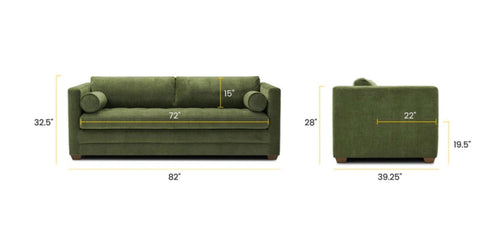 Poly & Bark Napa 82” Pull-Out Sofa Bed - Distressed Green Velvet