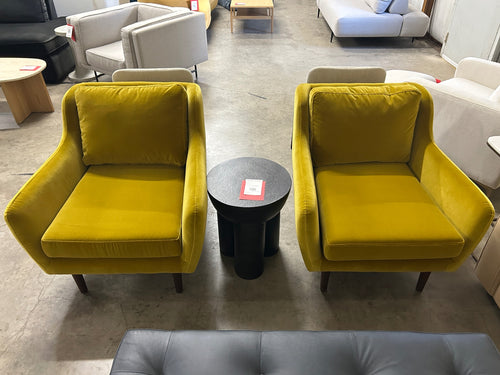Pair of Matrix 30.5" Velvet Lounge Chairs - Yarrow Gold