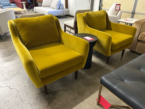 Pair of Matrix 30.5" Velvet Lounge Chairs - Yarrow Gold