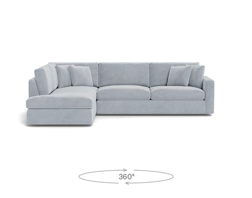 Interior Define James Sectional & Storage Ottoman Set - Sterling Performance Velvet