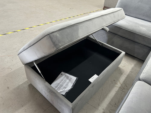 Interior Define James Sectional & Storage Ottoman Set - Sterling Performance Velvet