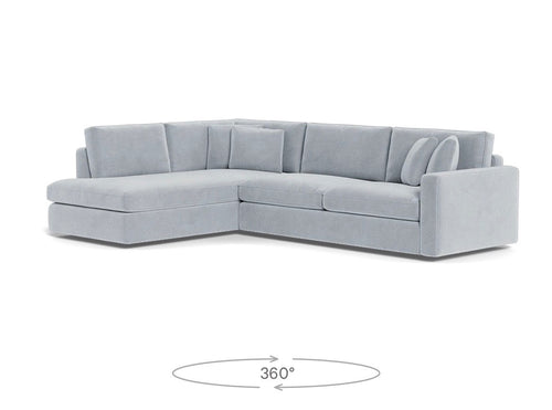 Interior Define James Sectional & Storage Ottoman Set - Sterling Performance Velvet