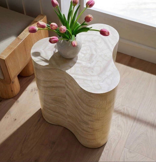 Arteriors Jojo Accent Table - Light Beige Burl and Ash Veneer