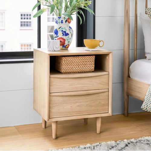 Lenia 2-Drawer Nightstand - White Oak