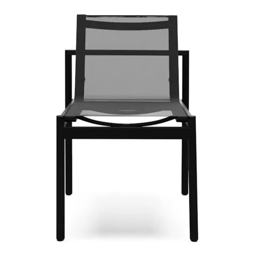 Set of 6 Tola Outdoor Stackable Textilene Armless Dining Chairs - Black