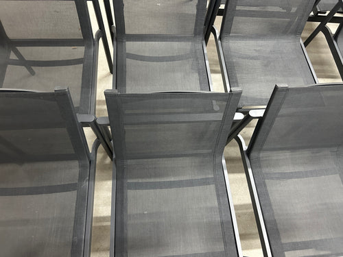 Set of 6 Tola Outdoor Stackable Textilene Armless Dining Chairs - Black