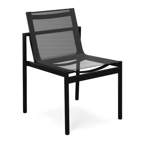 Set of 6 Tola Outdoor Stackable Textilene Armless Dining Chairs - Black
