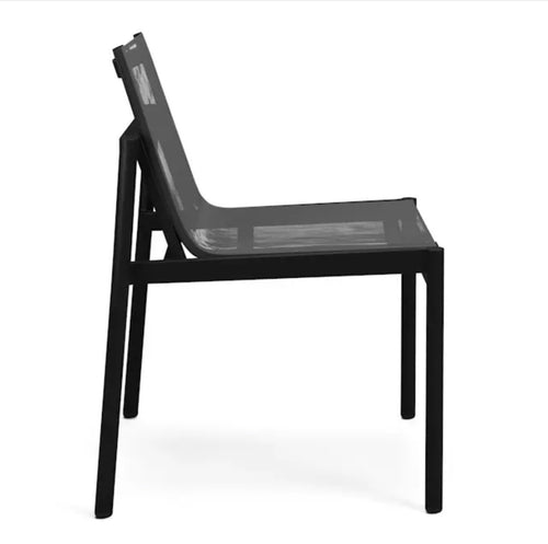 Set of 6 Tola Outdoor Stackable Textilene Armless Dining Chairs - Black