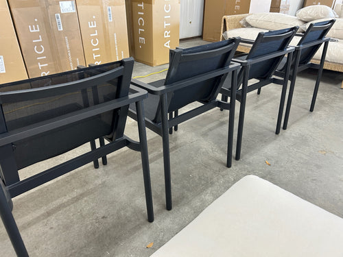 Set of 6 Tola Outdoor Stackable Textilene Dining Armchairs - Black