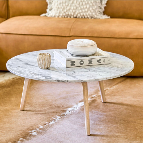 Mara 31.5" Marble Coffee Table - Oak
