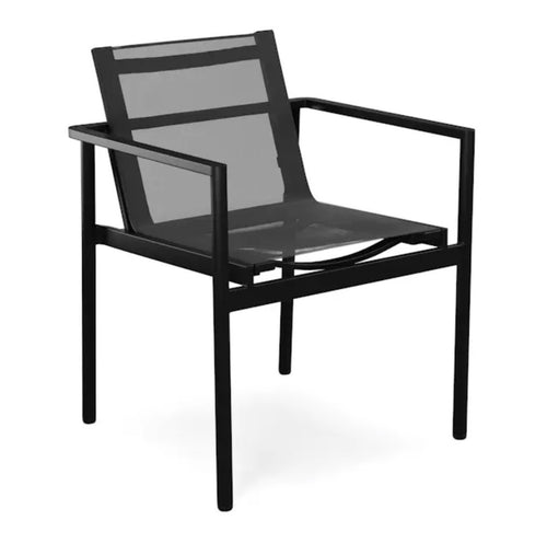Set of 6 Tola Outdoor Stackable Textilene Dining Armchairs - Black