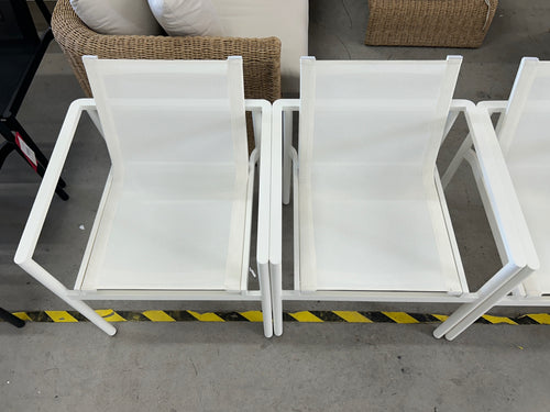 Set of 4 Tola Outdoor Stackable Textilene Dining Armchairs - White