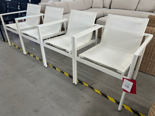 Set of 4 Tola Outdoor Stackable Textilene Dining Armchairs - White
