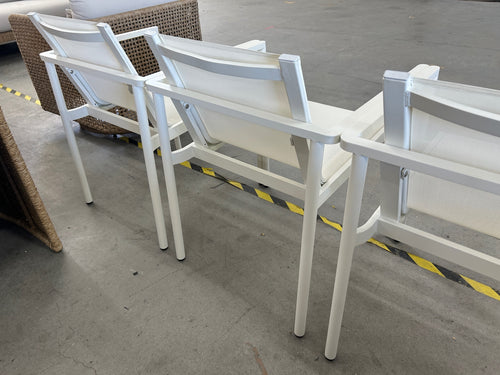 Set of 4 Tola Outdoor Stackable Textilene Dining Armchairs - White