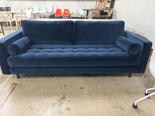 Sven 88" Tufted Velvet Sofa - Plush Cascadia Blue
