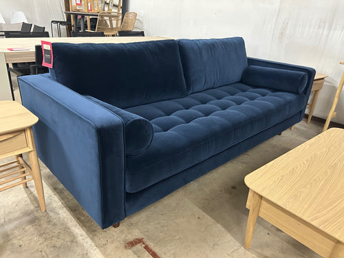 Sven 88" Tufted Velvet Sofa - Plush Cascadia Blue