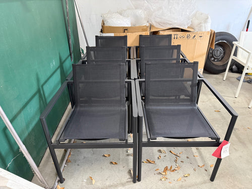 Set of 6 Tola Outdoor Stackable Textilene Dining Armchairs - Black