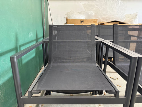 Set of 6 Tola Outdoor Stackable Textilene Dining Armchairs - Black