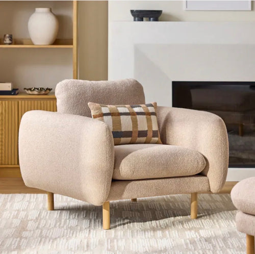 Sanders 37in Lounge Chair - Sandstone Wool Boucle