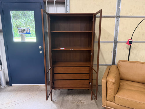 Mysen 35.5" Glass Cabinet - Walnut