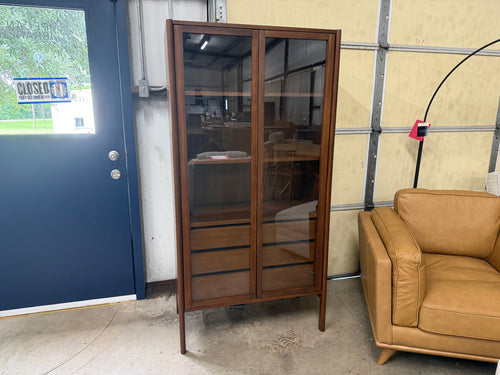 Mysen 35.5" Glass Cabinet - Walnut
