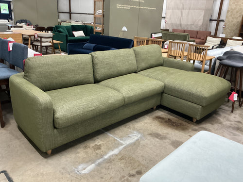 Vati 114" Right Storage Sleeper Sectional - Natural Oak And Napa Moss