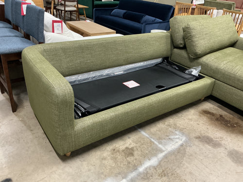Vati 114" Right Storage Sleeper Sectional - Natural Oak And Napa Moss