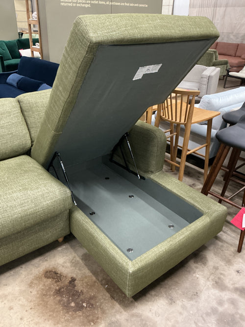 Vati 114" Right Storage Sleeper Sectional - Natural Oak And Napa Moss