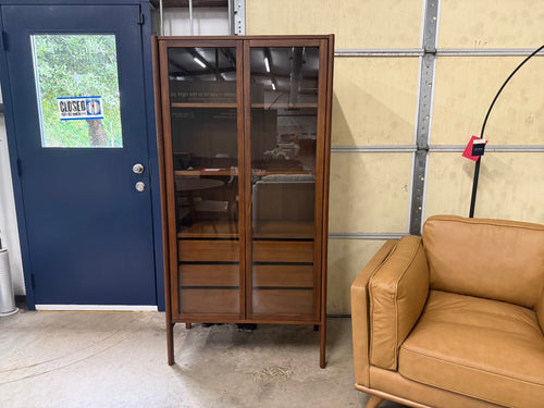Mysen 35.5" Glass Cabinet - Walnut