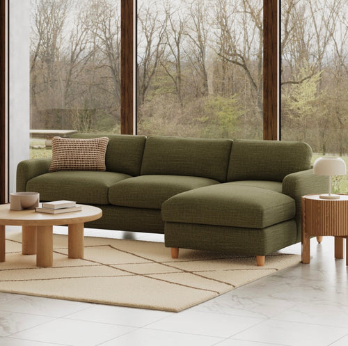 Vati 114" Right Storage Sleeper Sectional - Natural Oak And Napa Moss