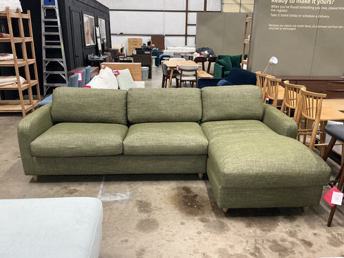 Vati 114" Right Storage Sleeper Sectional - Natural Oak And Napa Moss