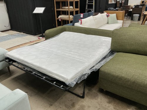 Vati 114" Right Storage Sleeper Sectional - Natural Oak And Napa Moss