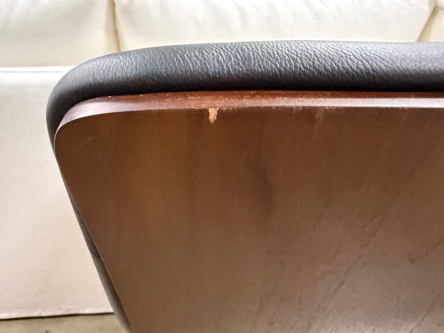 Set of 3 Sede Leather Swivel Counter Stools - Walnut And Black