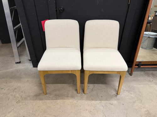 Pair of Rosin Dining Chairs - Natural Oak And Sand Ivory