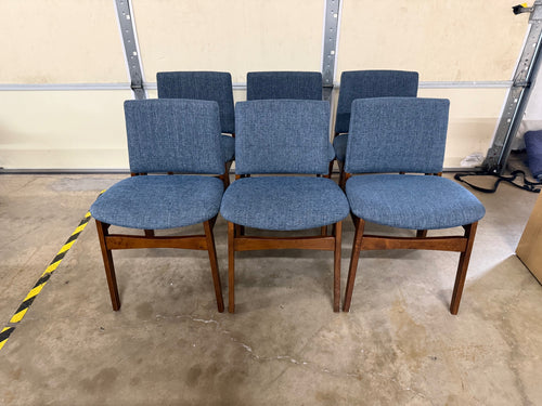 Set of 6 Nosh Dining Chairs - Walnut And Denim Blue