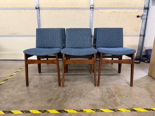 Set of 6 Nosh Dining Chairs - Walnut And Denim Blue