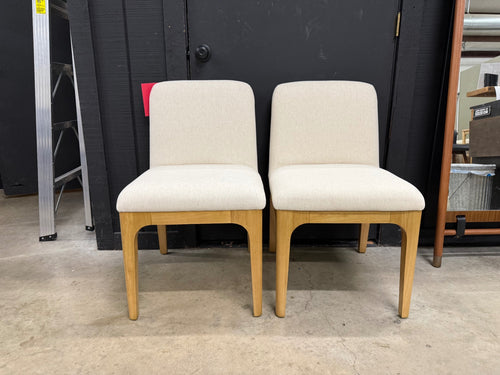 Pair of Rosin Dining Chairs - Natural Oak And Sand Ivory