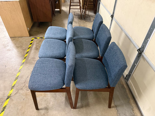 Set of 6 Nosh Dining Chairs - Walnut And Denim Blue