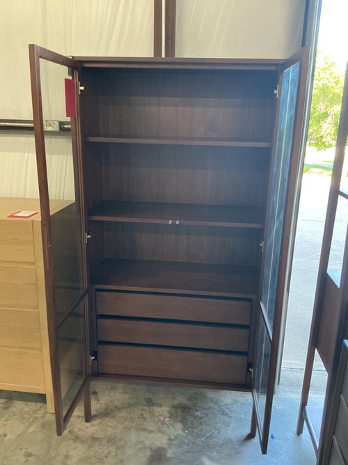 Mysen 35.5" Glass Cabinet - Walnut