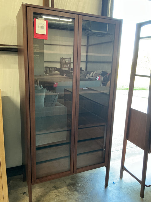 Mysen 35.5" Glass Cabinet - Walnut