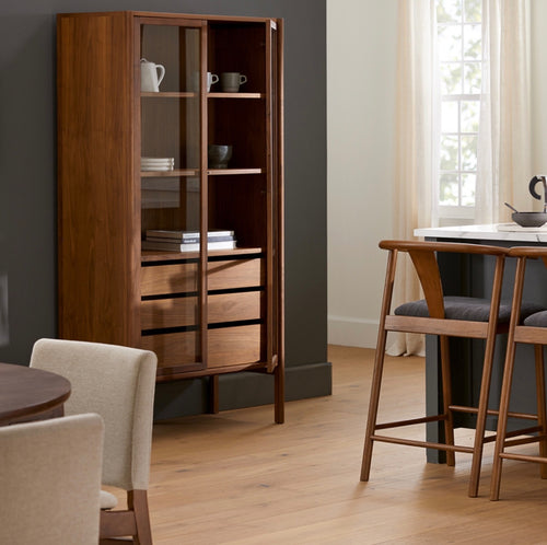 Mysen 35.5" Glass Cabinet - Walnut