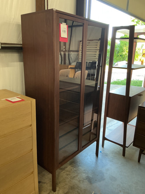 Mysen 35.5" Glass Cabinet - Walnut