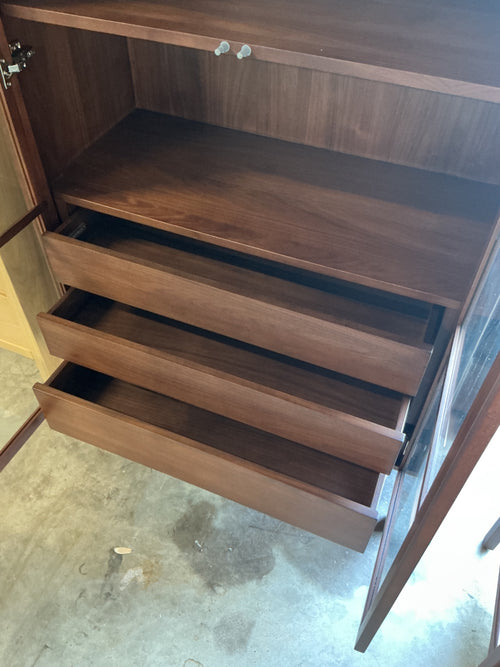 Mysen 35.5" Glass Cabinet - Walnut