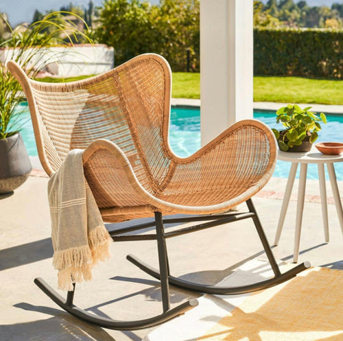 Pair of Beltaine 30.5" Outdoor Rocking Lounge Chairs - Wicker
