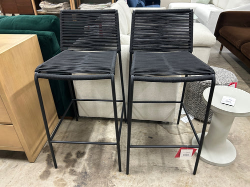 Pair of Zina Outdoor Bar Stools - Ember Black
