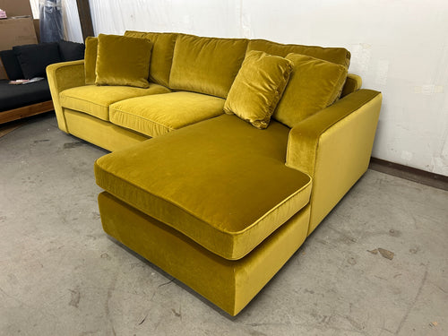 Interior Define James 3-Seat Chaise Sectional-Chartreuse Performance Velvet