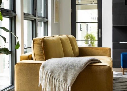 Interior Define James 3-Seat Chaise Sectional-Chartreuse Performance Velvet