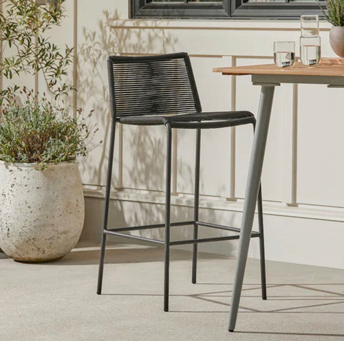 Pair of Zina Outdoor Bar Stools - Ember Black