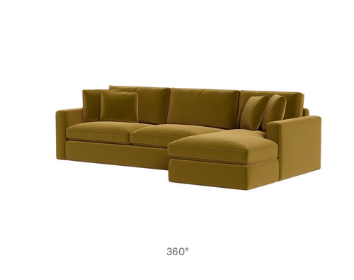 Interior Define James 3-Seat Chaise Sectional-Chartreuse Performance Velvet